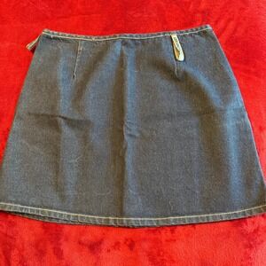 Vintage Mecca USA Denim Mini Skirt Dark Wash 31 Blue Cotton 90s Y2K Streetwear
